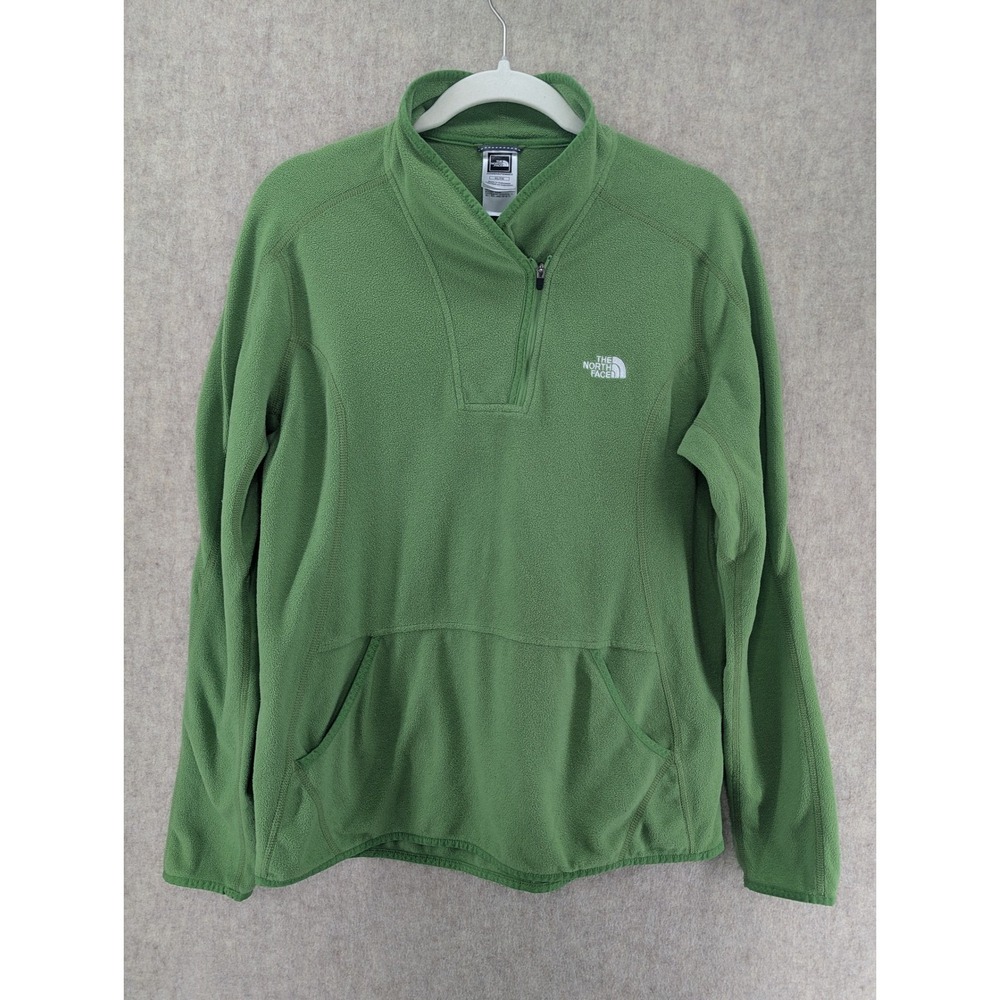 The North Face Womens XL Green VaporWick 1/4 Zip Fleece Pullover Kangaroo Pocket